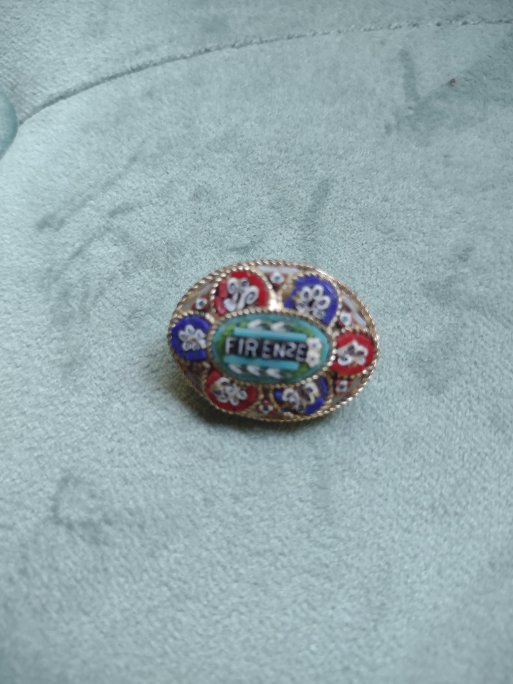 Firenze Multicolor Micro-Mosaic Oval Pin Brooch